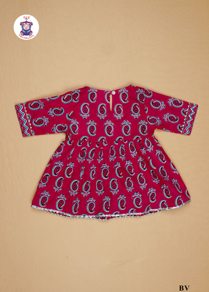 Deep Pink - Printed A-Line Kurta with Palazzos
