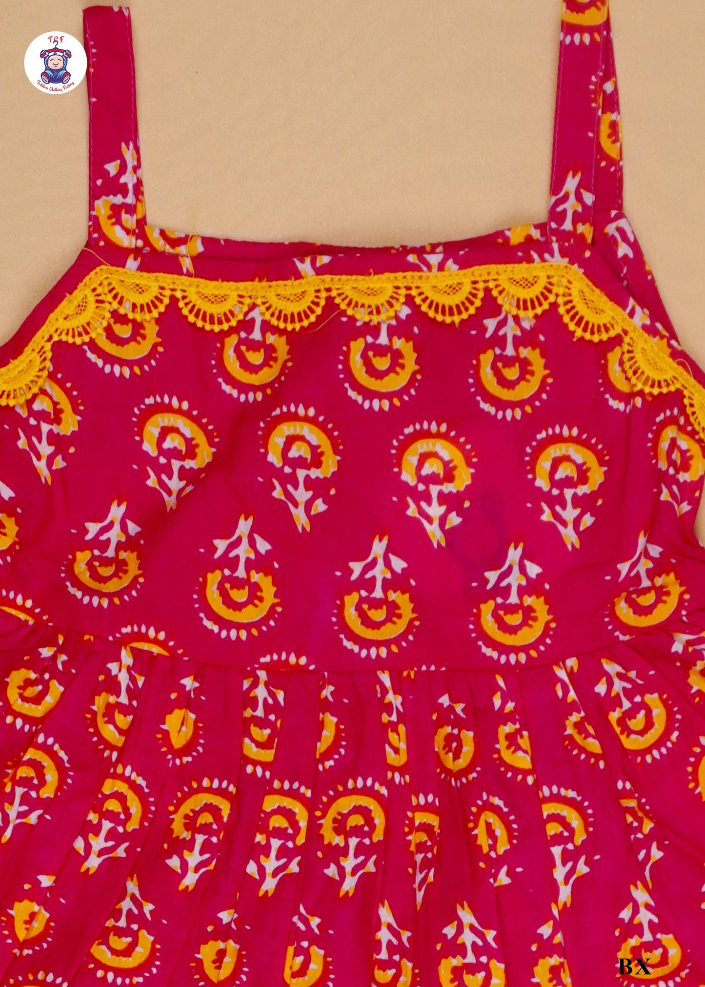 Bright Pink - Printed Sleeveless Kurti Set