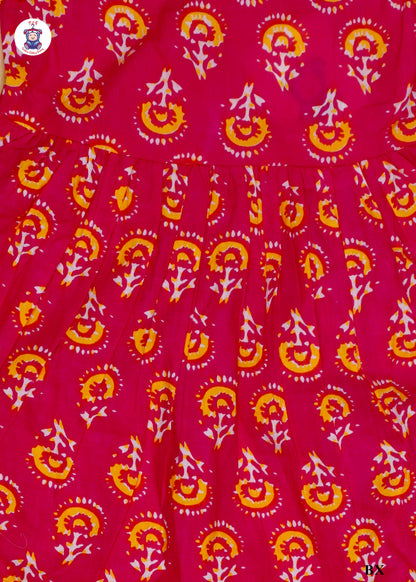 Bright Pink - Printed Sleeveless Kurti Set
