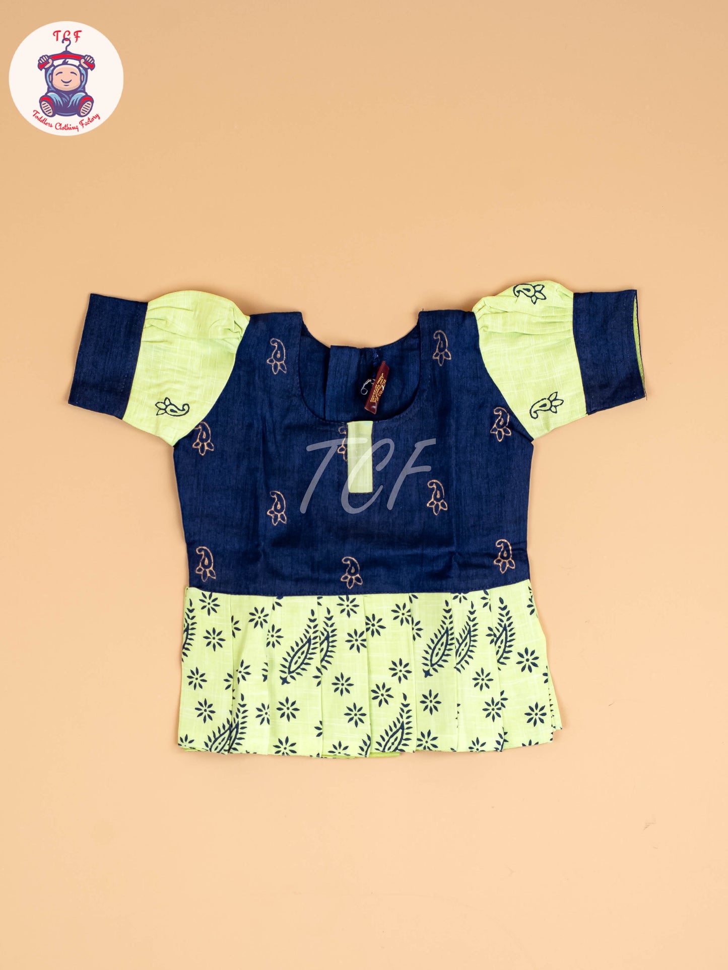 Navy Blue & Shades of Green - Cotton Pavadai Sattai