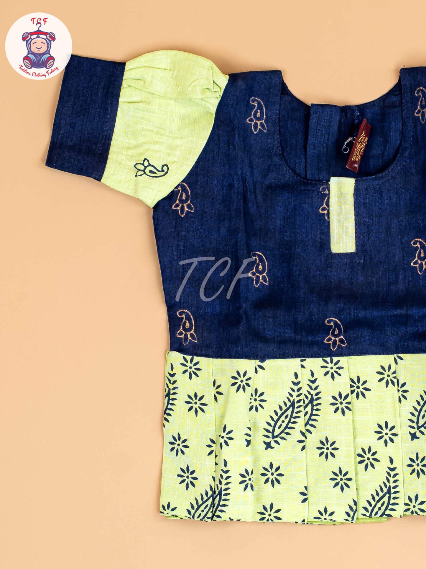 Navy Blue & Shades of Green - Cotton Pavadai Sattai