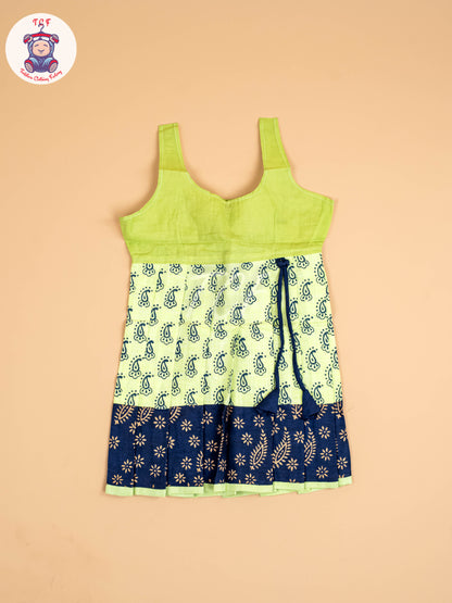 Navy Blue & Shades of Green - Cotton Pavadai Sattai