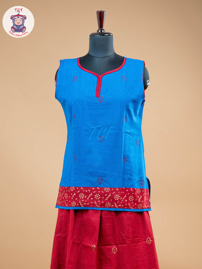 Pink & Blue - Adult Readymade Pavadai Sattai