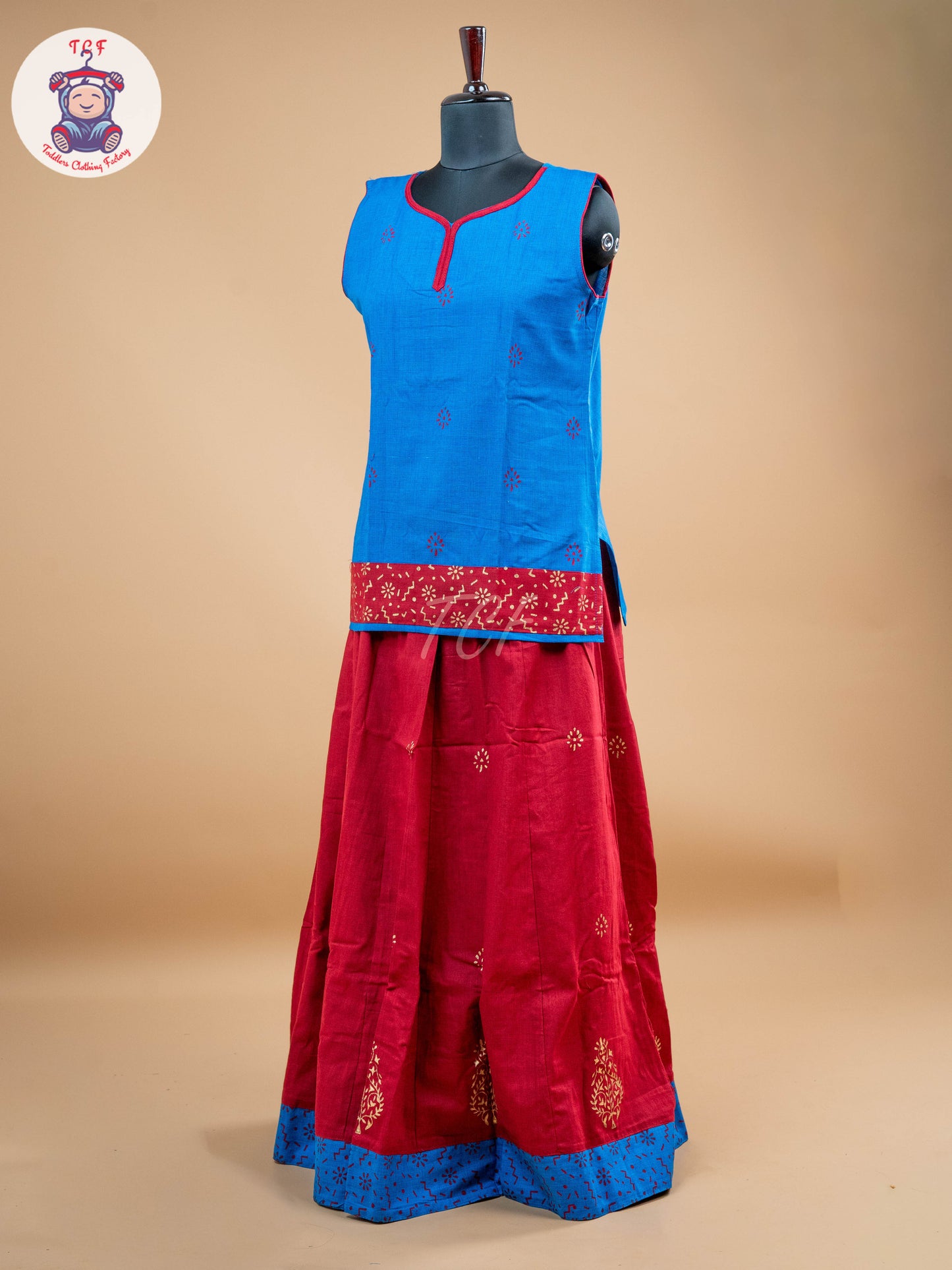 Pink & Blue - Adult Readymade Pavadai Sattai