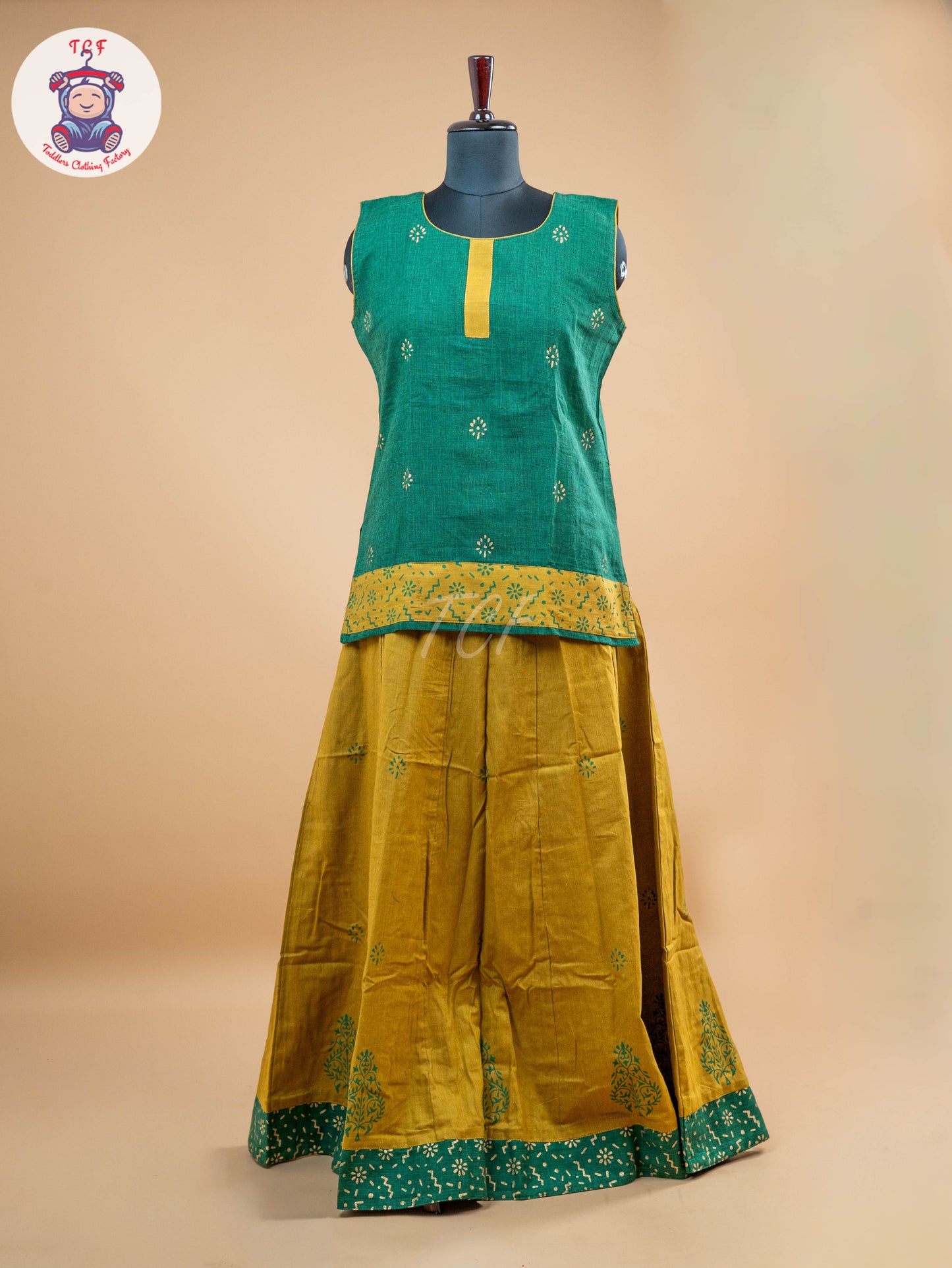 Green & Mustard - Adult Readymade Pavadai Sattai