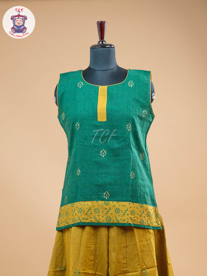 Green & Mustard - Adult Readymade Pavadai Sattai