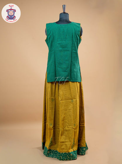 Green & Mustard - Adult Readymade Pavadai Sattai