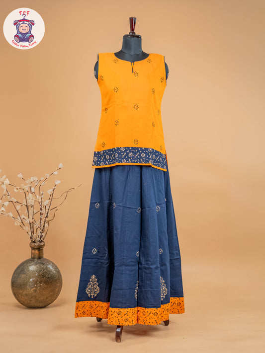 Orange & Blue - Adult Readymade Pavadai Sattai