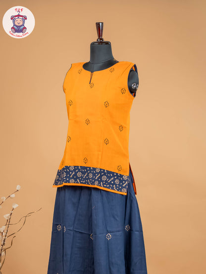 Orange & Blue - Adult Readymade Pavadai Sattai