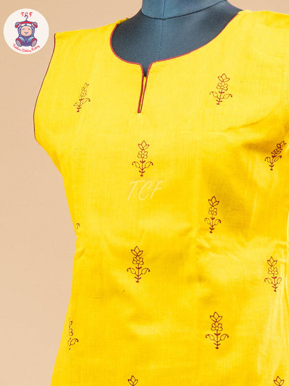 Yellow & Maroon - Adult Readymade Pavadai Sattai