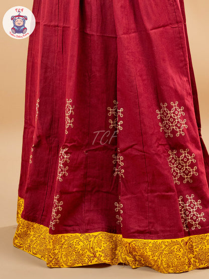 Yellow & Maroon - Adult Readymade Pavadai Sattai
