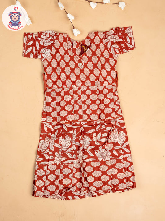 Maroon - Girls Jaipur Cotton Pavadai Sattai