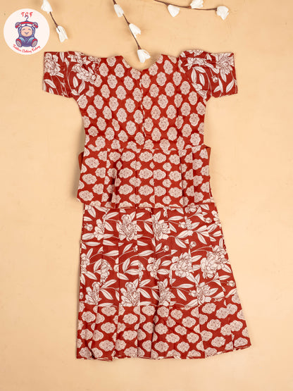 Maroon - Girls Jaipur Cotton Pavadai Sattai