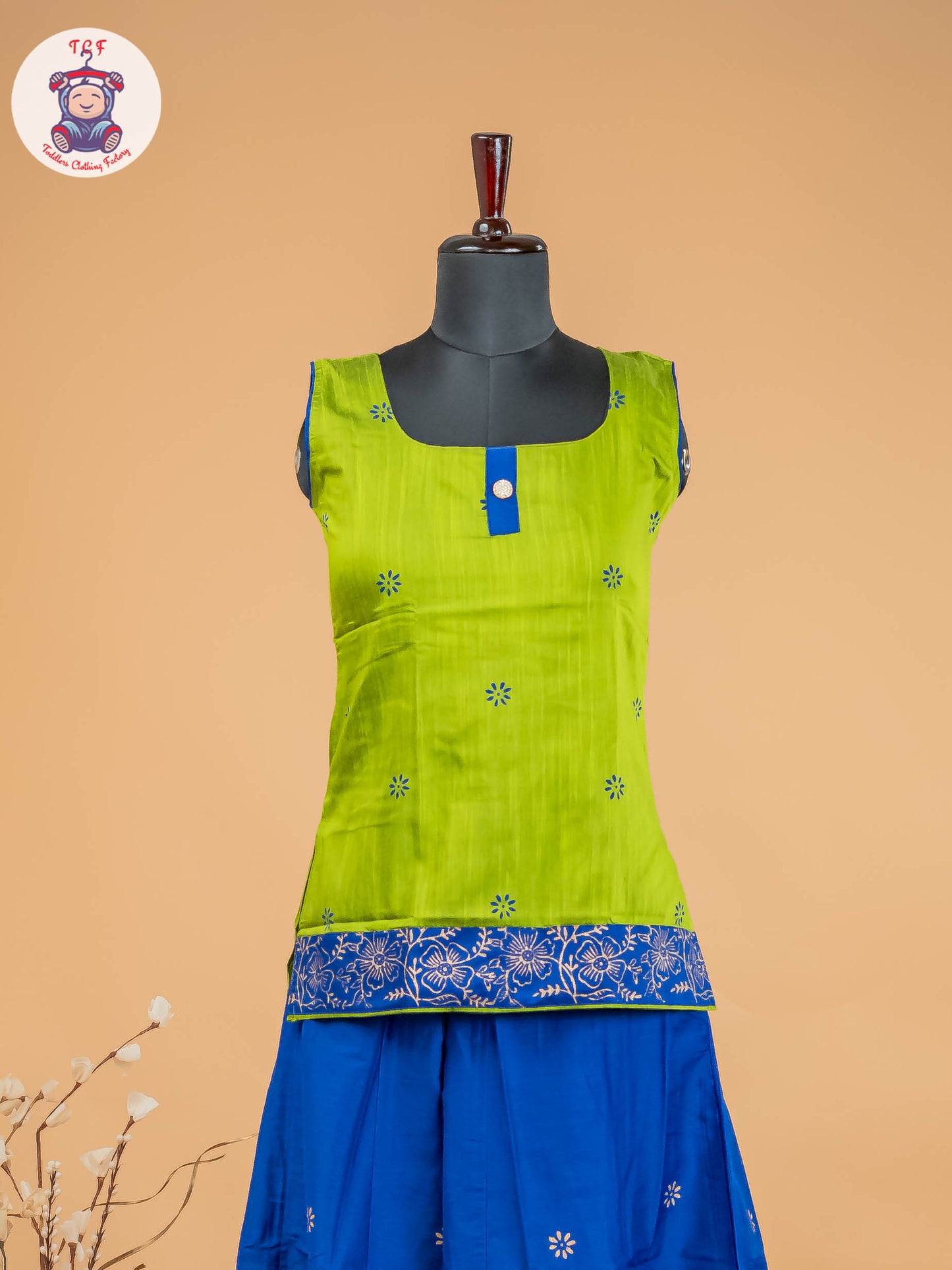 Green & Blue - Adult Readymade Pavadai Sattai