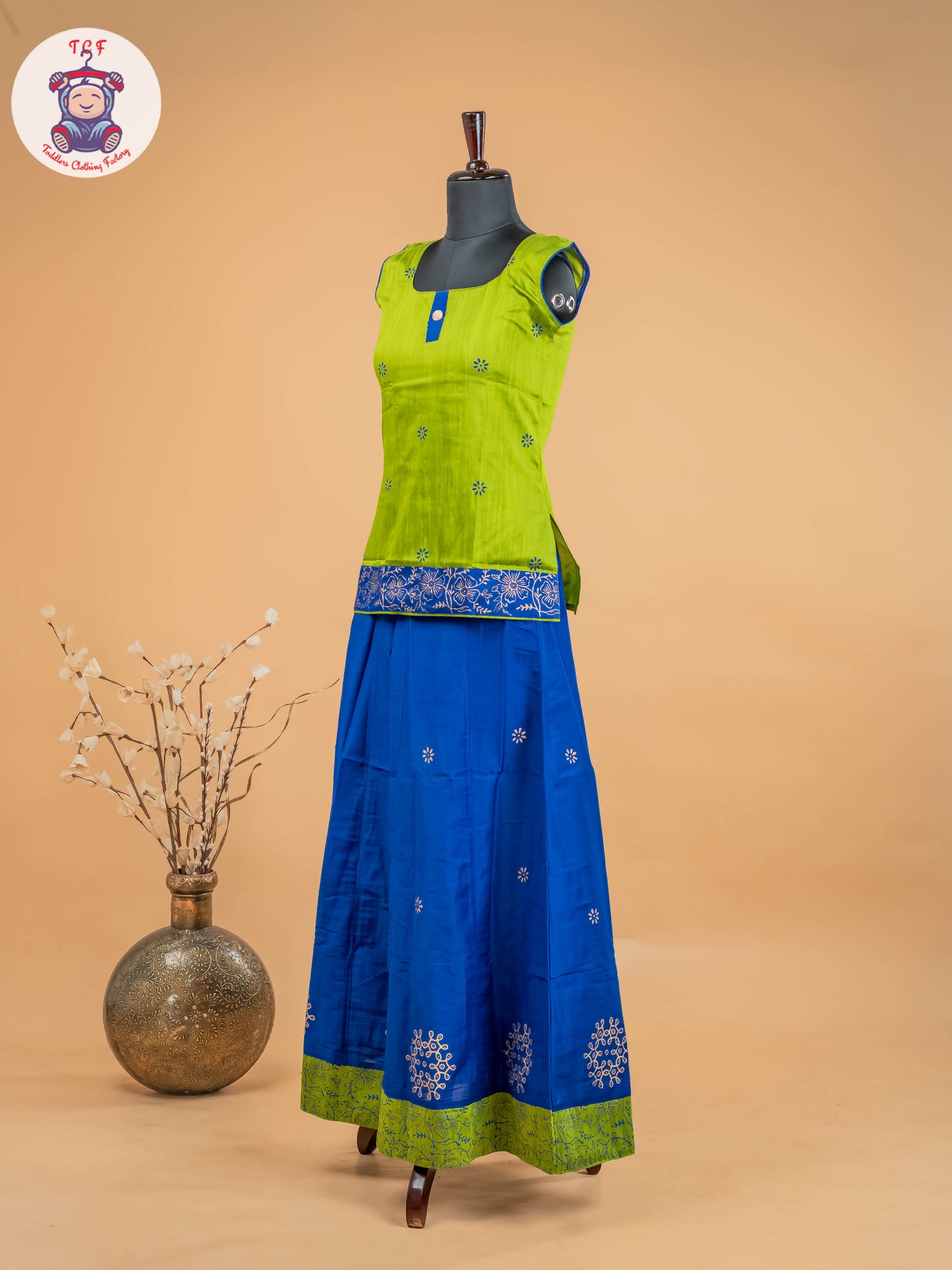 Green & Blue - Adult Readymade Pavadai Sattai