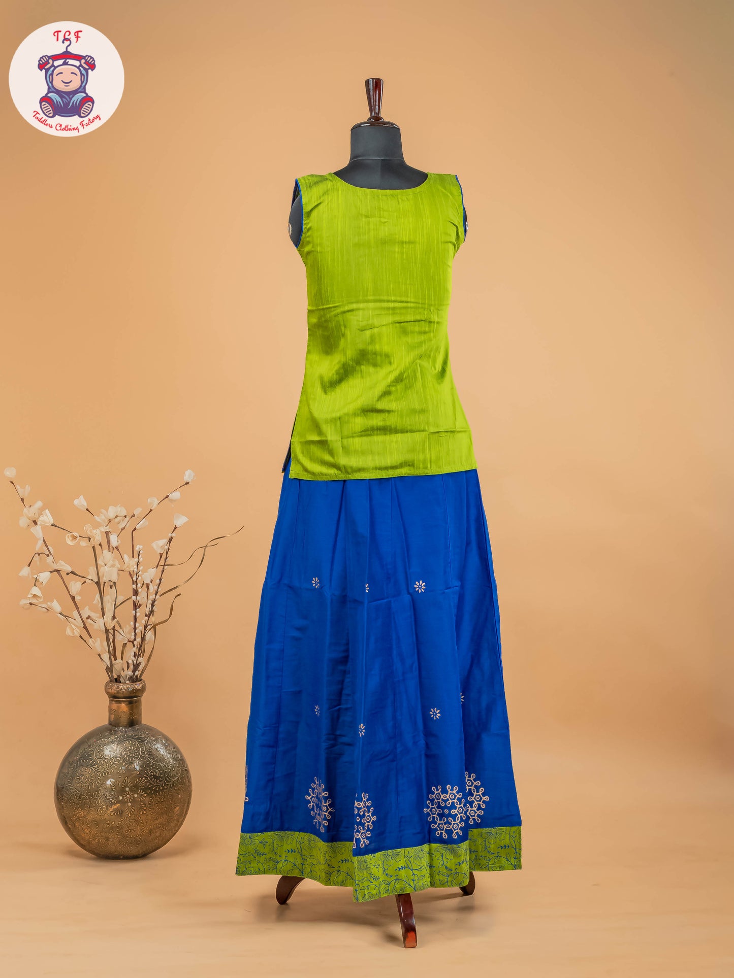 Green & Blue - Adult Readymade Pavadai Sattai