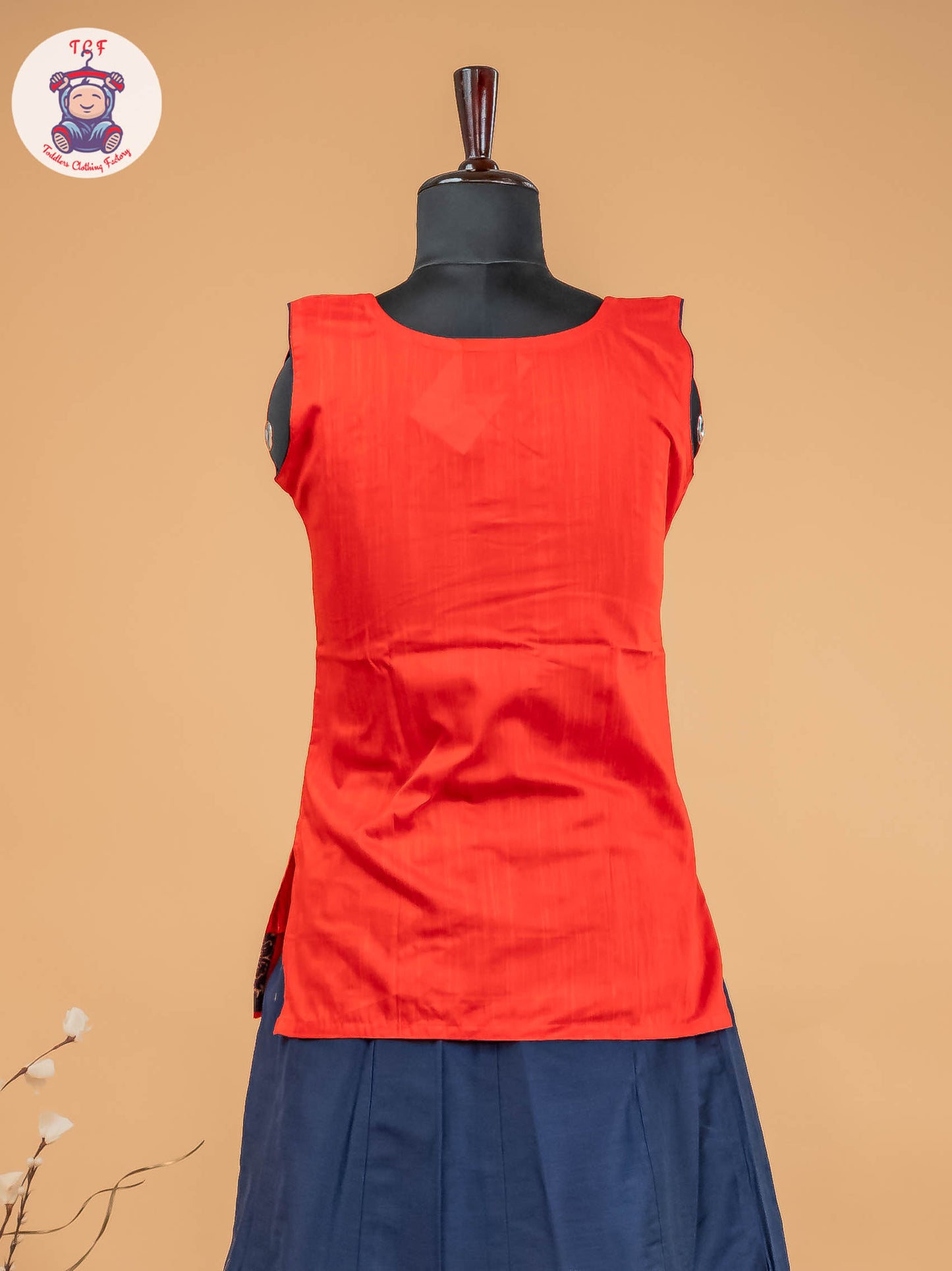 Red & Navy Blue - Adult Readymade Pavadai Sattai