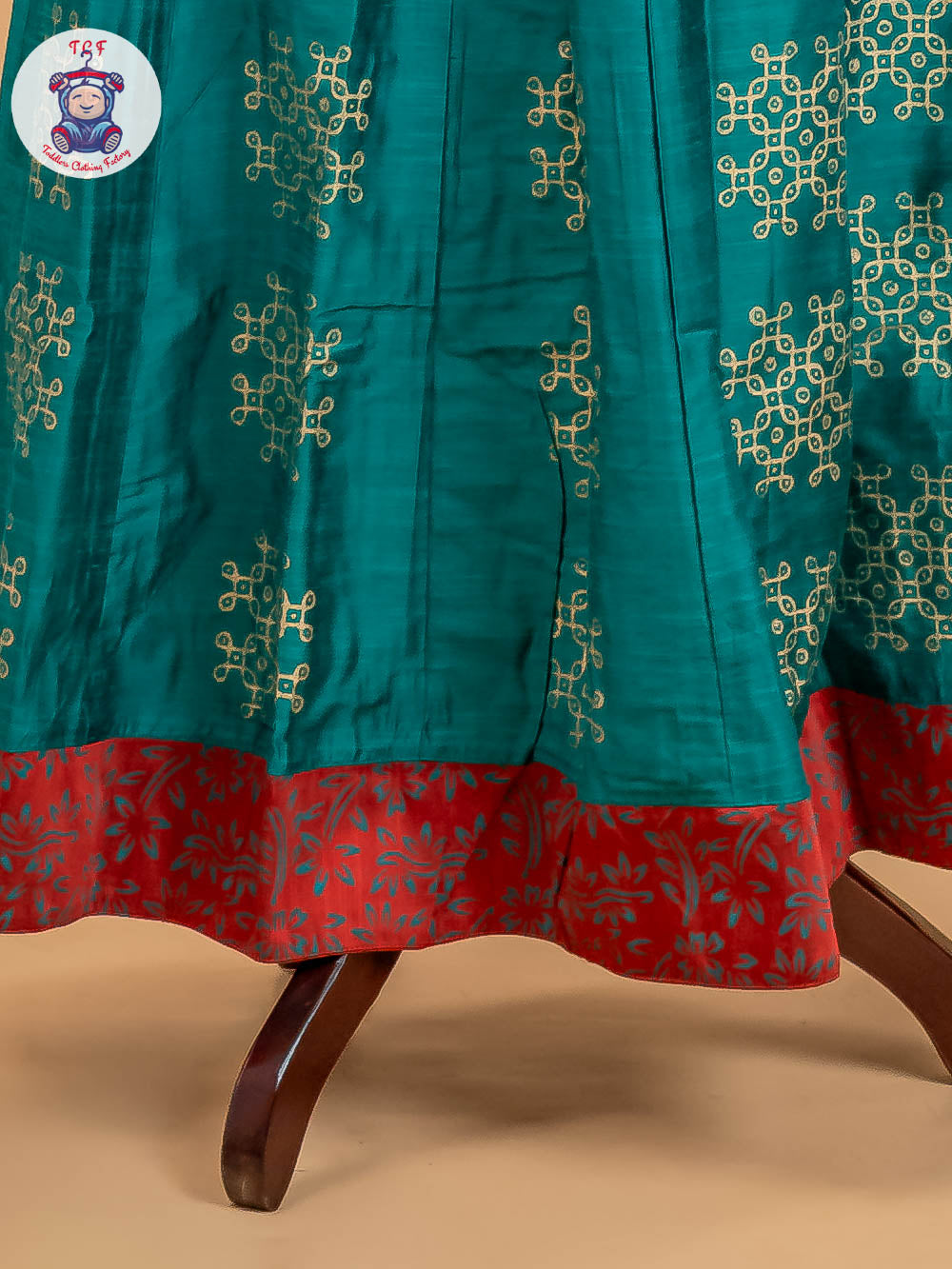 Rust & Green - Adult Readymade Pavadai Sattai