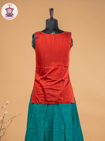 Rust & Green - Adult Readymade Pavadai Sattai