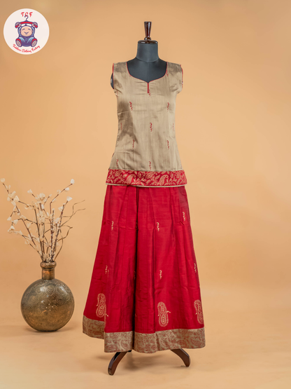 Grey & Maroon - Adult Readymade Pavadai Sattai