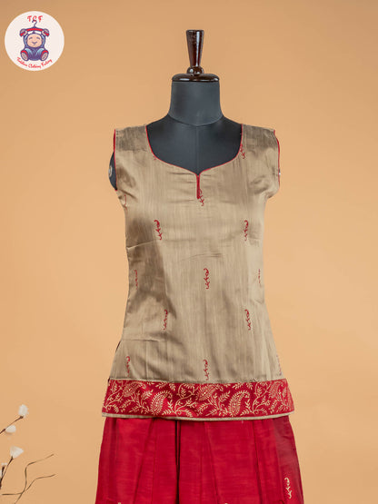Grey & Maroon - Adult Readymade Pavadai Sattai