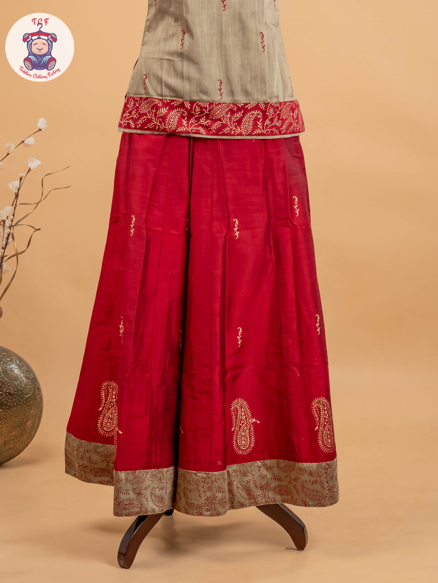 Grey & Maroon - Adult Readymade Pavadai Sattai