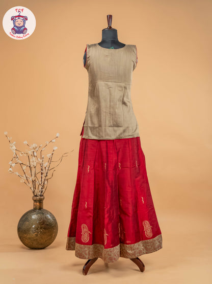Grey & Maroon - Adult Readymade Pavadai Sattai
