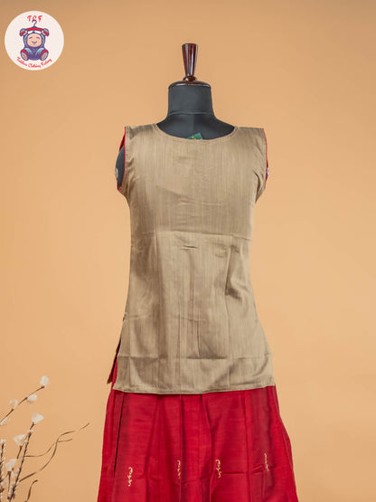 Grey & Maroon - Adult Readymade Pavadai Sattai