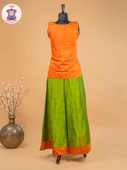 Orange & Light Green- Adult Readymade Pavadai Sattai