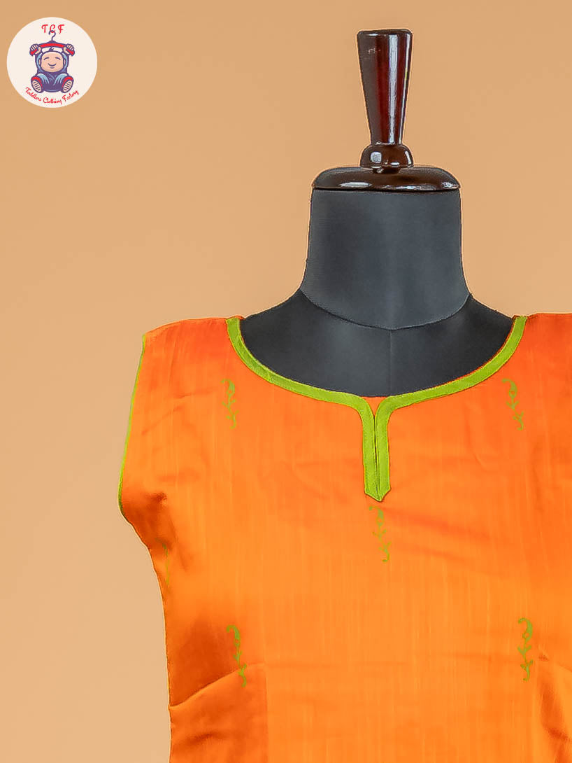 Orange & Light Green- Adult Readymade Pavadai Sattai