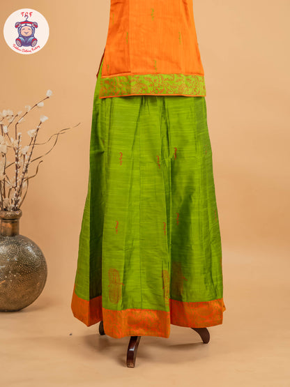 Orange & Light Green- Adult Readymade Pavadai Sattai