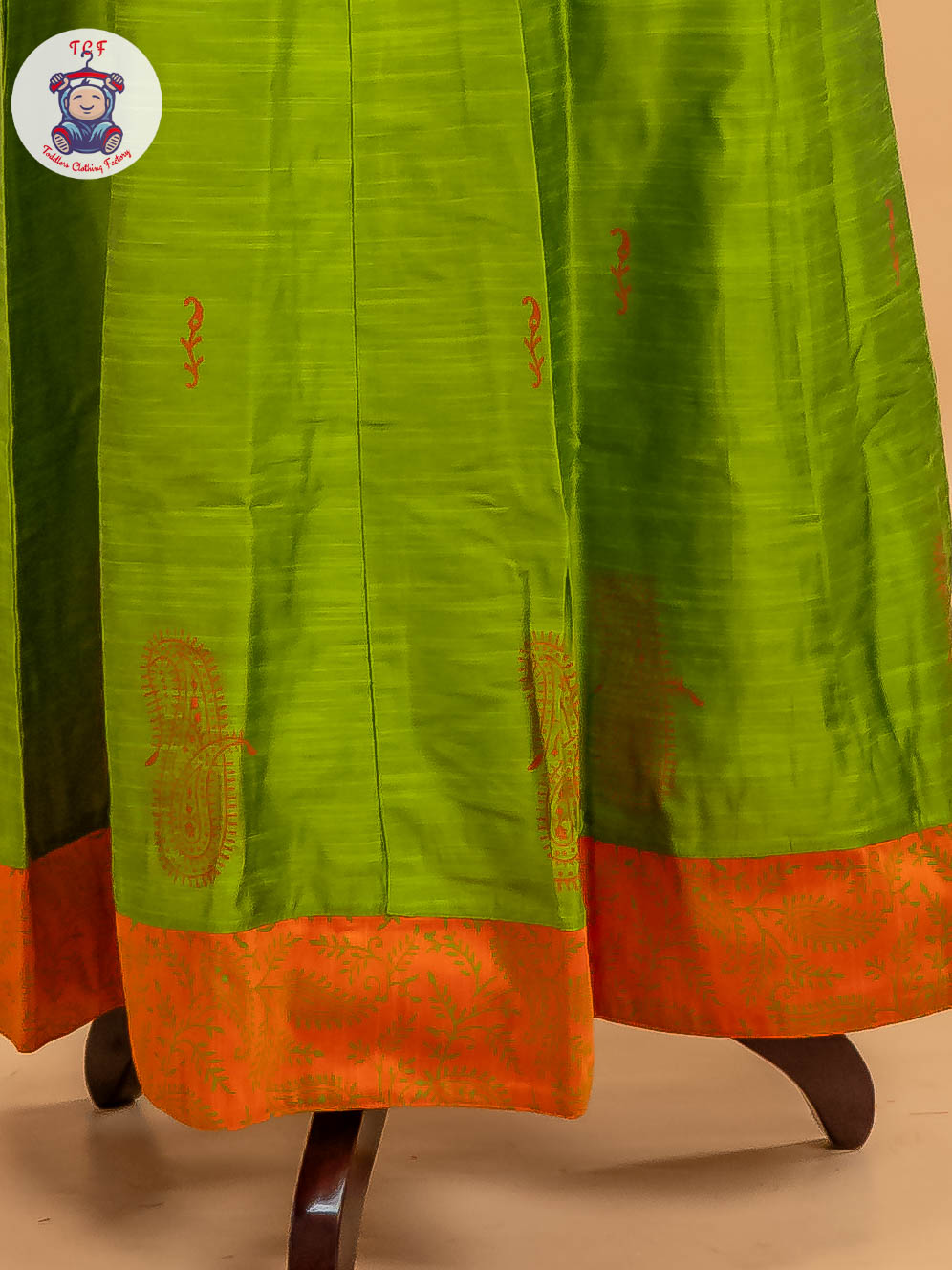 Orange & Light Green- Adult Readymade Pavadai Sattai