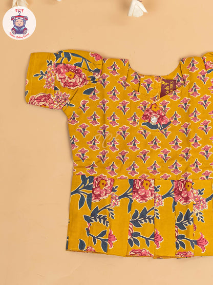 Mustard - Girls Readymade Cotton Pavadai Sattai