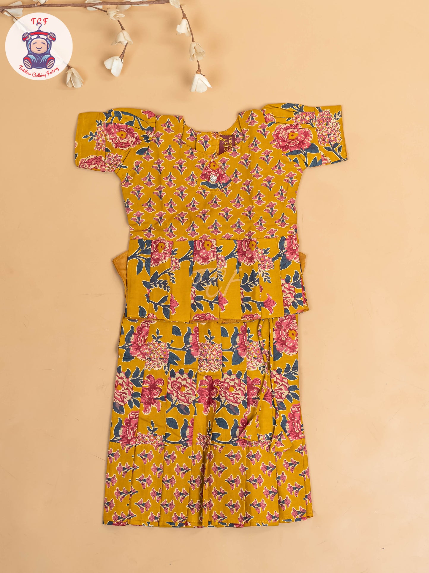 Mustard - Girls Readymade Cotton Pavadai Sattai