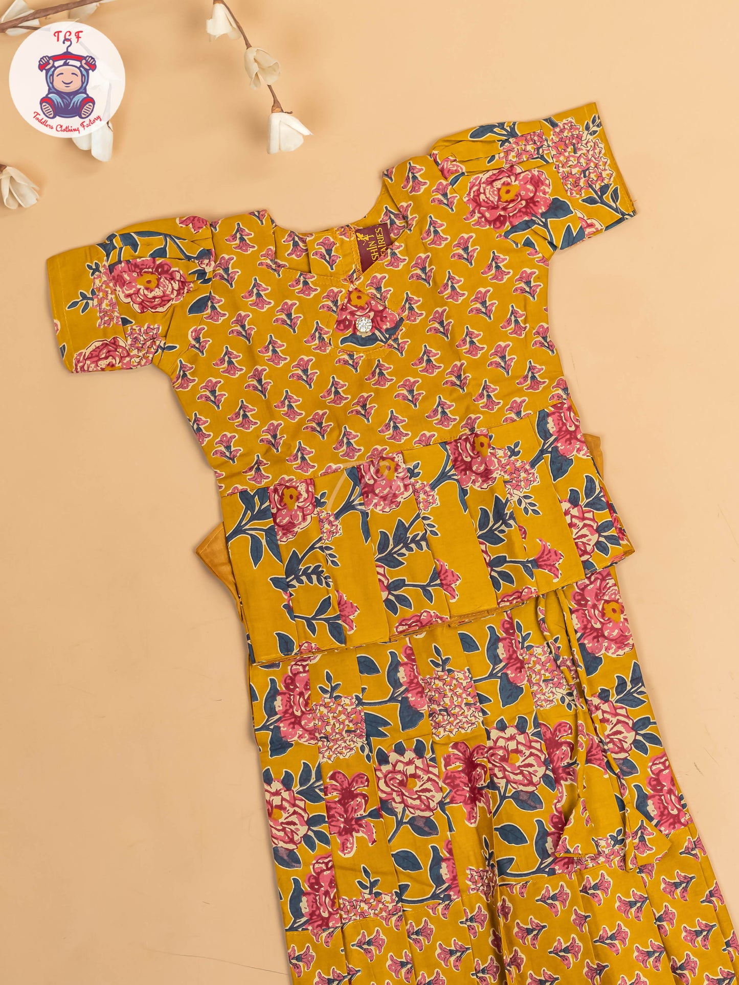 Mustard - Girls Readymade Cotton Pavadai Sattai