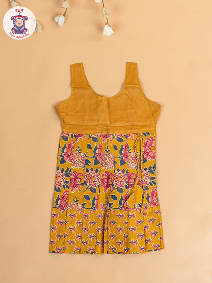 Mustard - Girls Readymade Cotton Pavadai Sattai