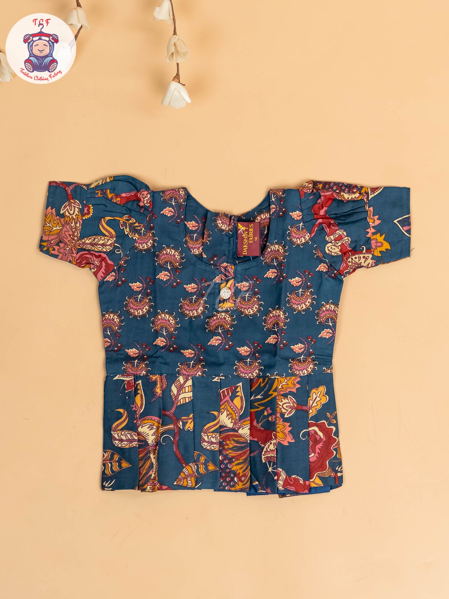 Navy Blue - Girls Readymade Cotton Pavadai Sattai
