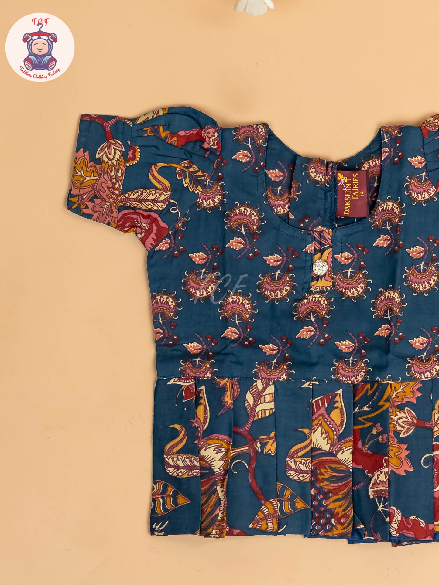 Navy Blue - Girls Readymade Cotton Pavadai Sattai