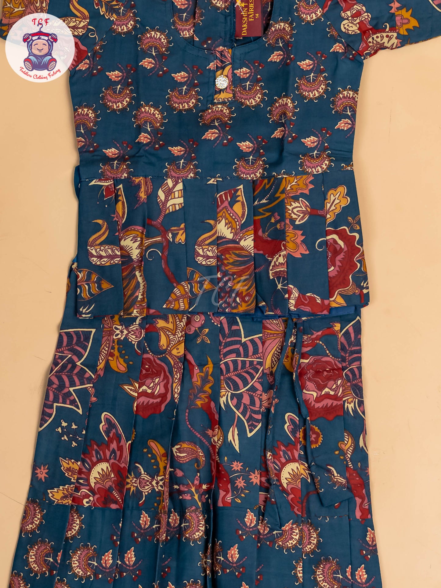 Navy Blue - Girls Readymade Cotton Pavadai Sattai