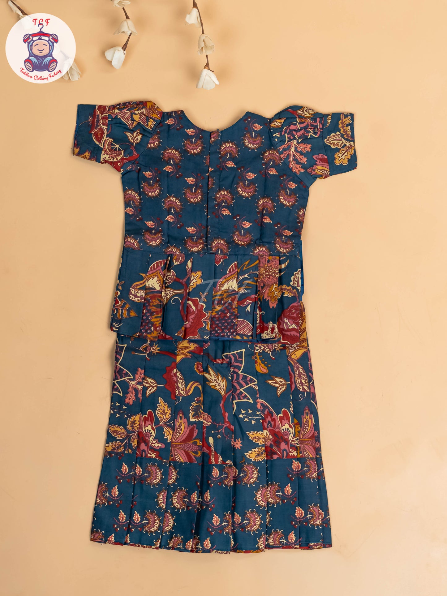 Navy Blue - Girls Readymade Cotton Pavadai Sattai