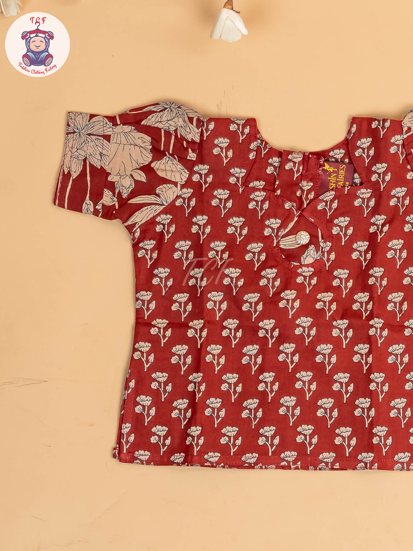 Maroon - Girls Readymade Cotton Pavadai Sattai