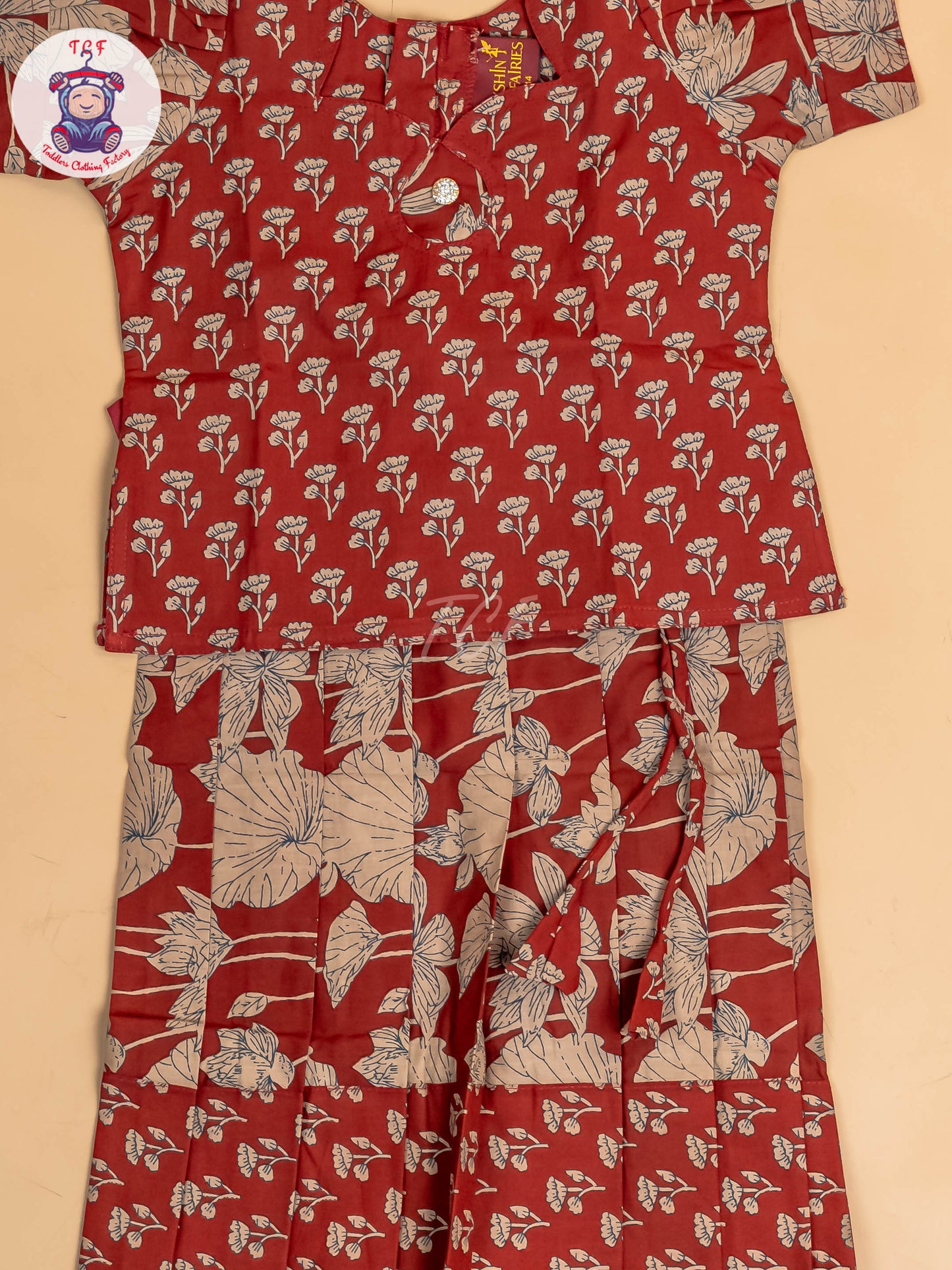 Maroon - Girls Readymade Cotton Pavadai Sattai