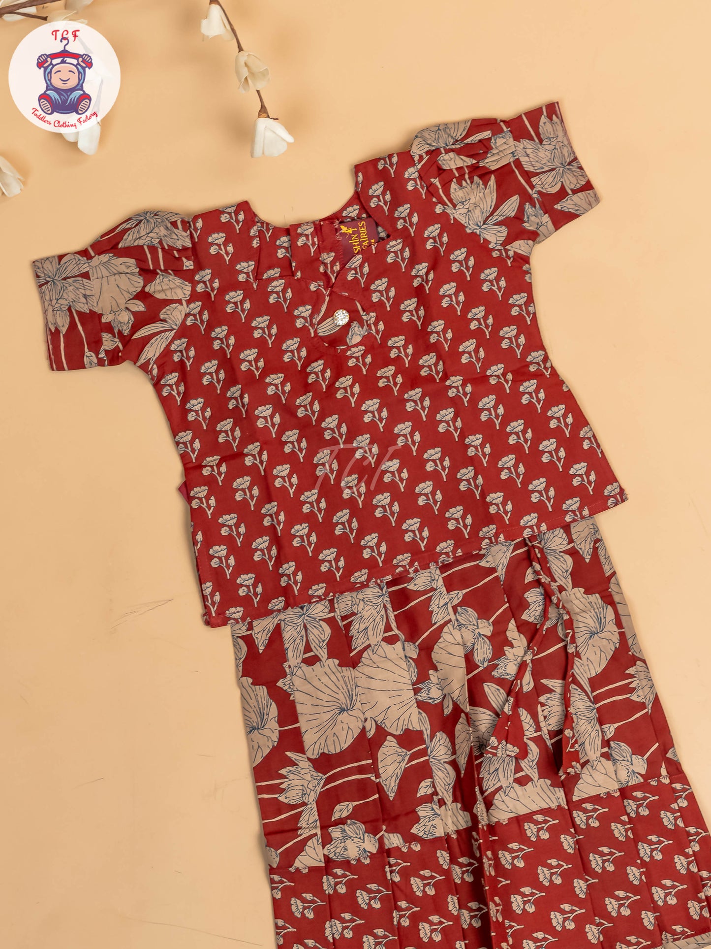 Maroon - Girls Readymade Cotton Pavadai Sattai