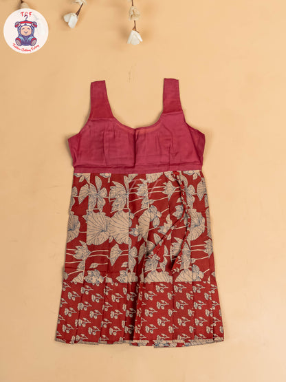Maroon - Girls Readymade Cotton Pavadai Sattai