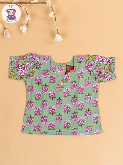 Light Green - Girls Readymade Cotton Pavadai Sattai