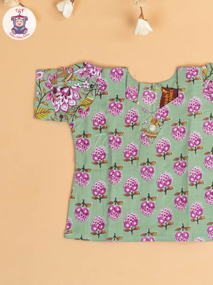 Light Green - Girls Readymade Cotton Pavadai Sattai