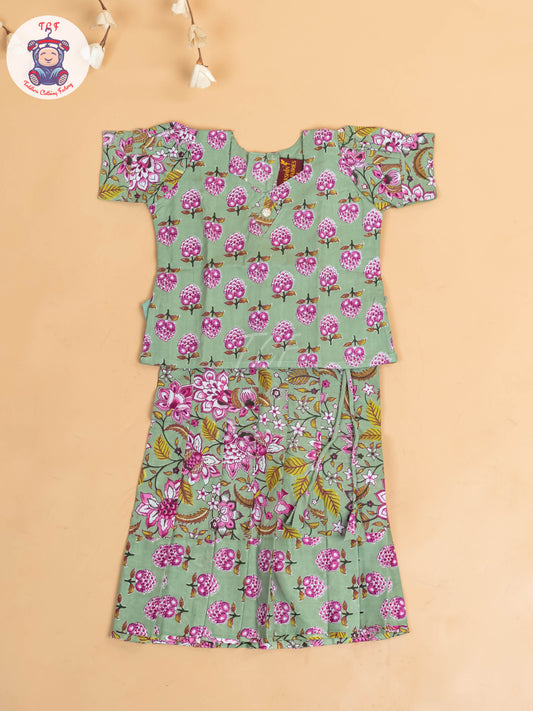 Light Green - Girls Readymade Cotton Pavadai Sattai