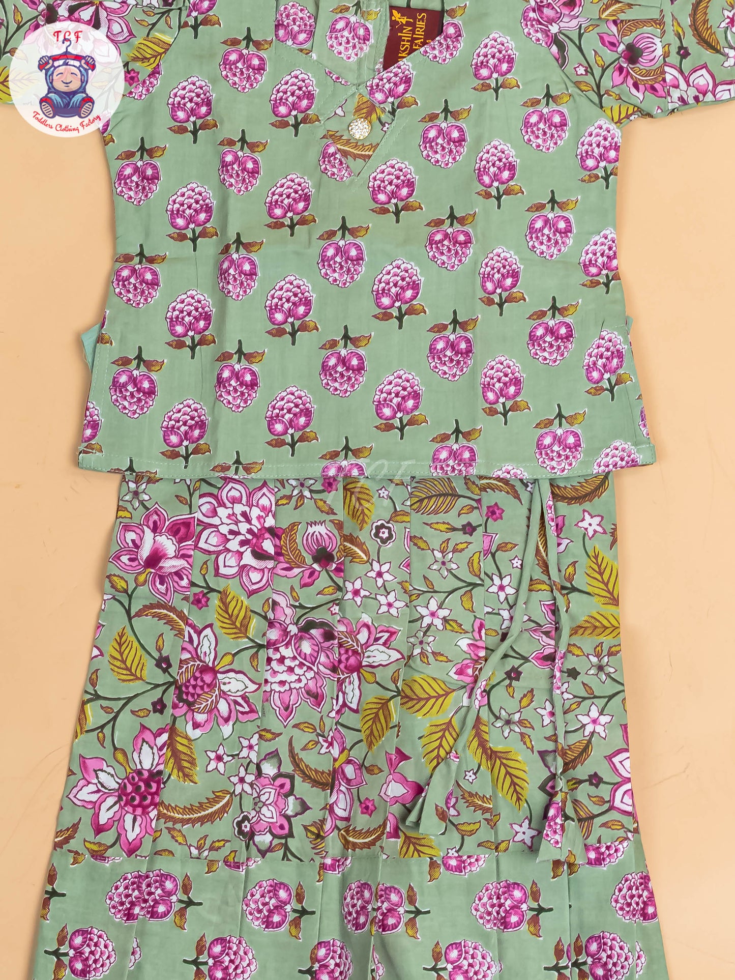 Light Green - Girls Readymade Cotton Pavadai Sattai