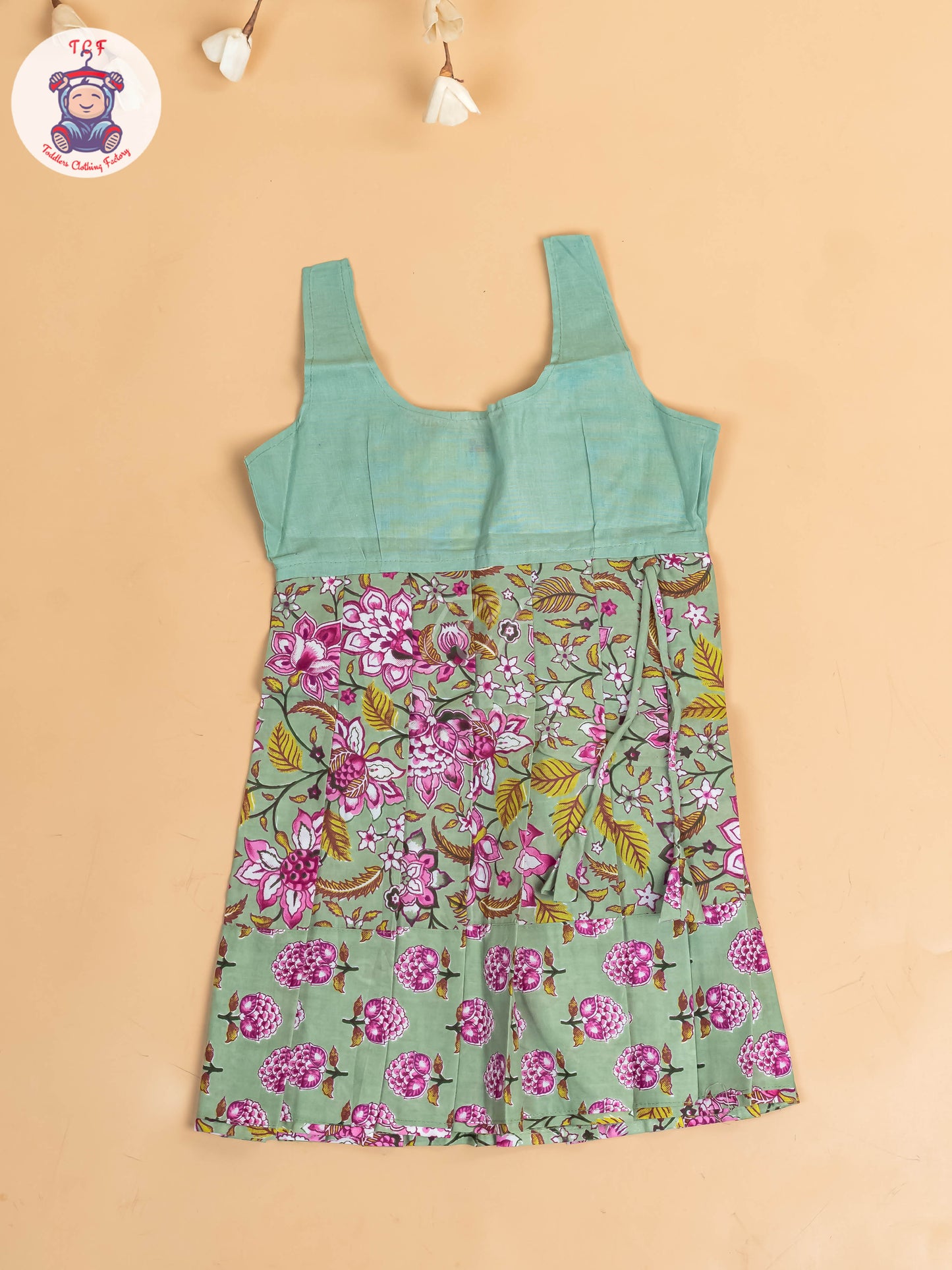 Light Green - Girls Readymade Cotton Pavadai Sattai
