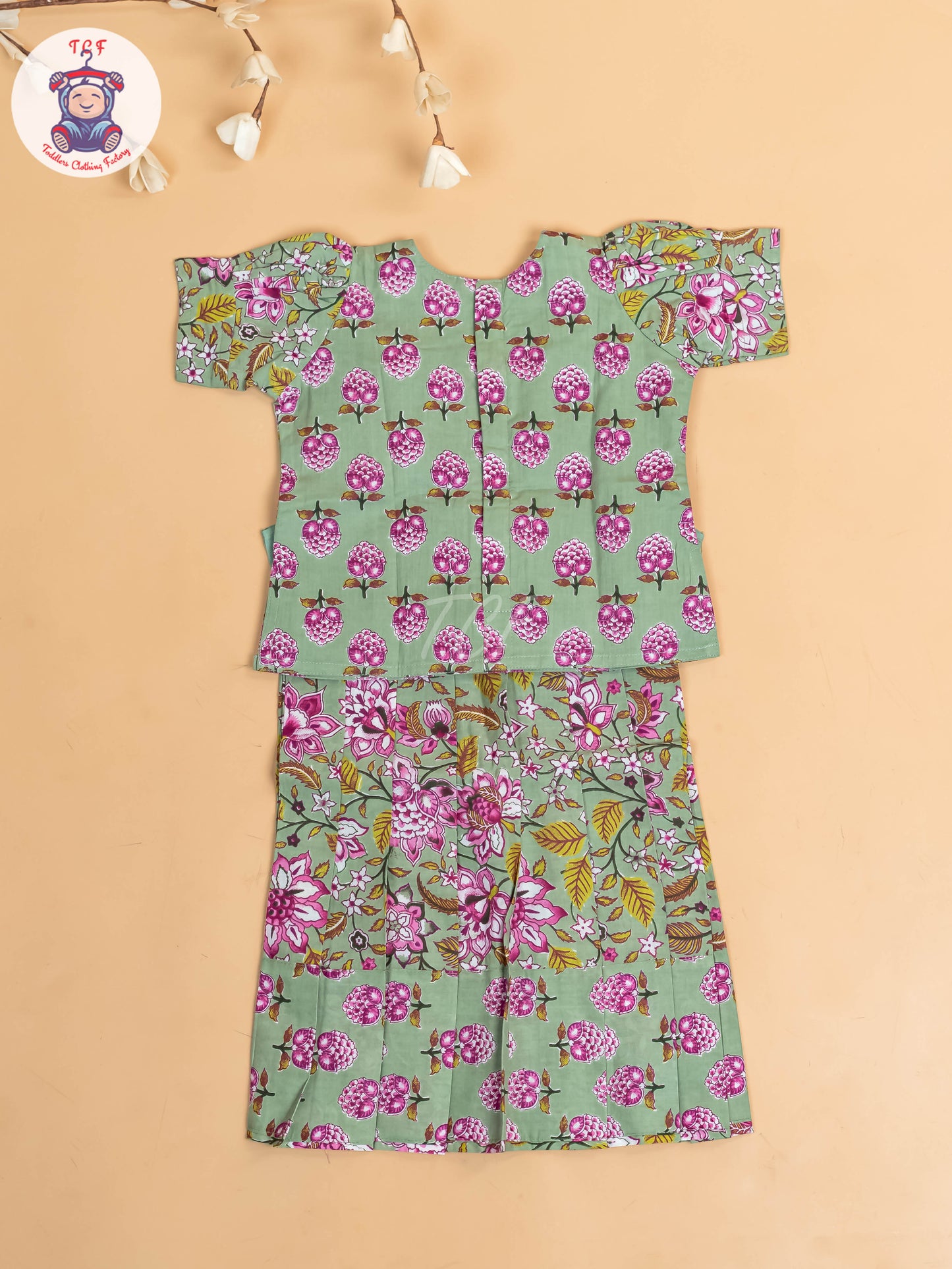 Light Green - Girls Readymade Cotton Pavadai Sattai